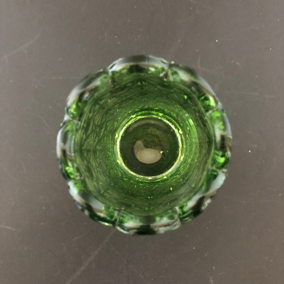 Fenton Glass Company Toothpick Holder Green Daisy Button Candle Vintage Beveled - Picture 3 of 3